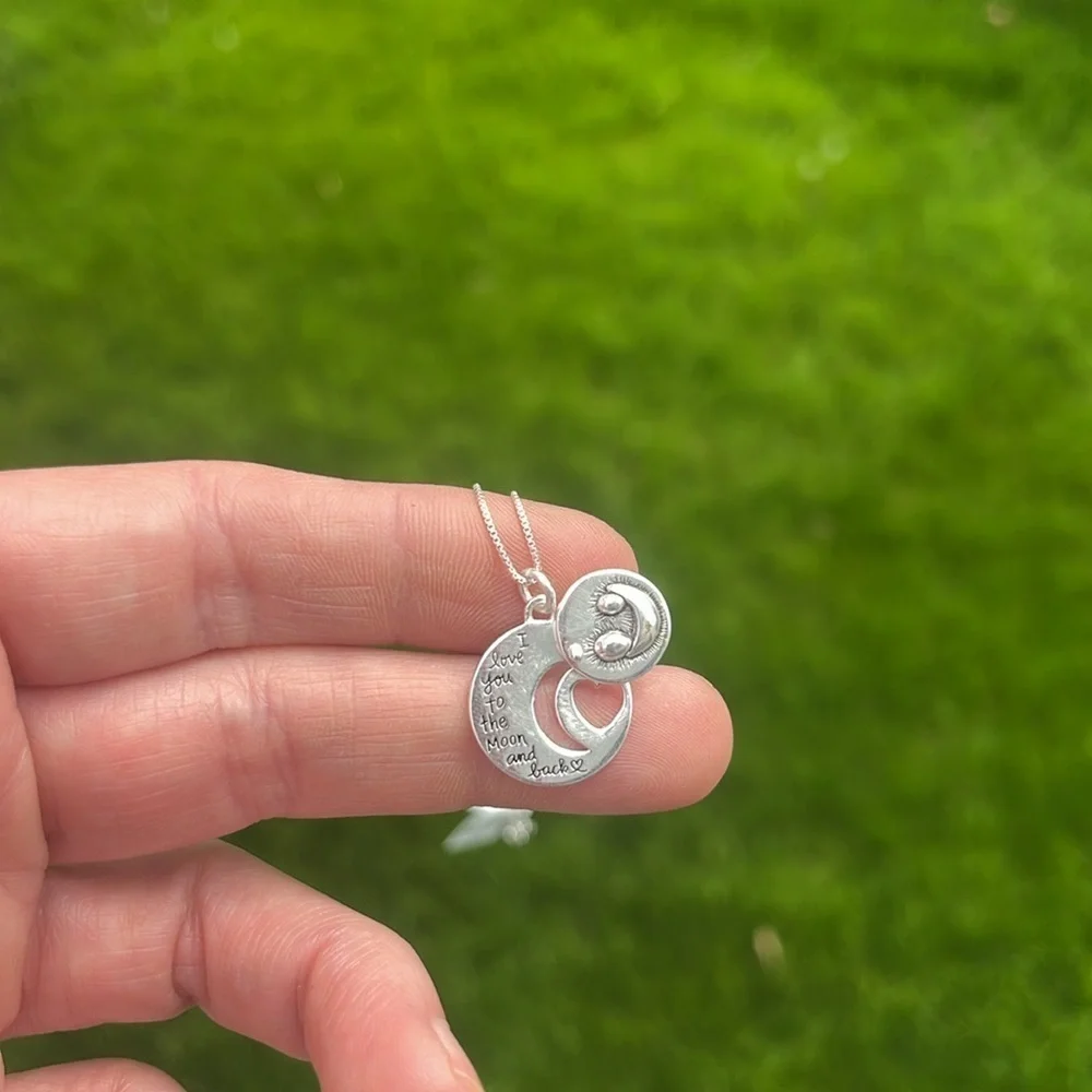 LA rocks sterling silver I love you to the moon and back pendant necklace NWT